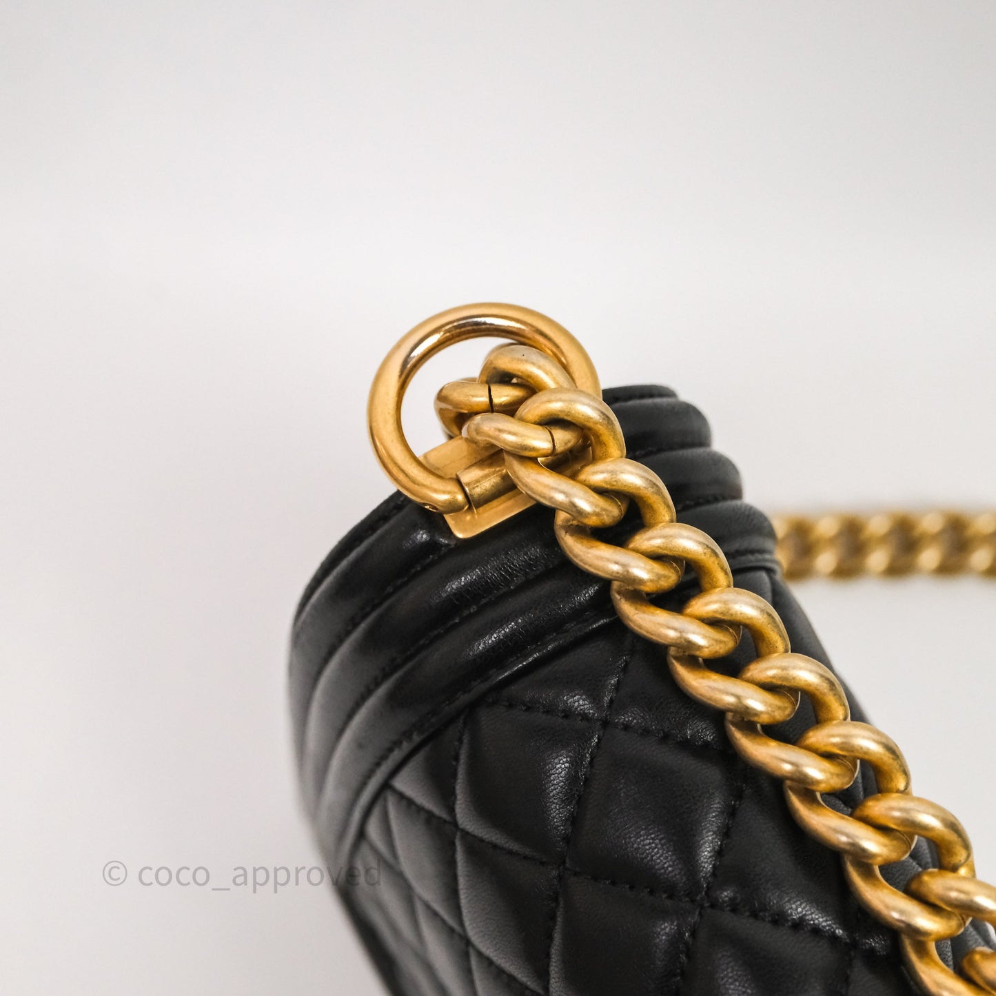 Chanel Medium Boy Quilted Black Lambskin Aged Gold Hardware