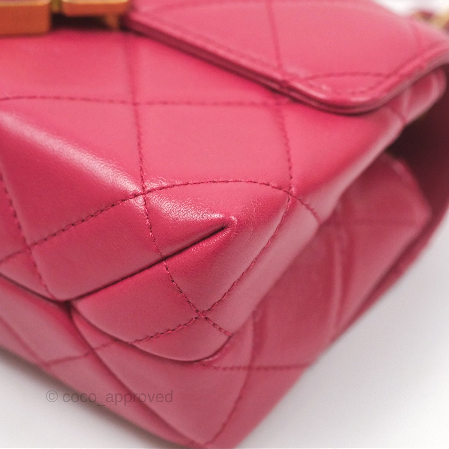Chanel Diamond Lock CC Flap Bag Pink Lambskin Gold Hardware