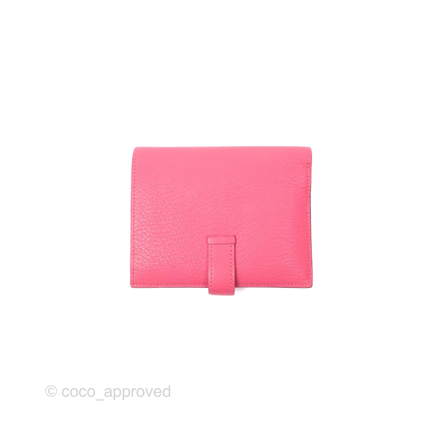 Hermes Bearn Compact Wallet Rose Azalee 8W Gold Hardware