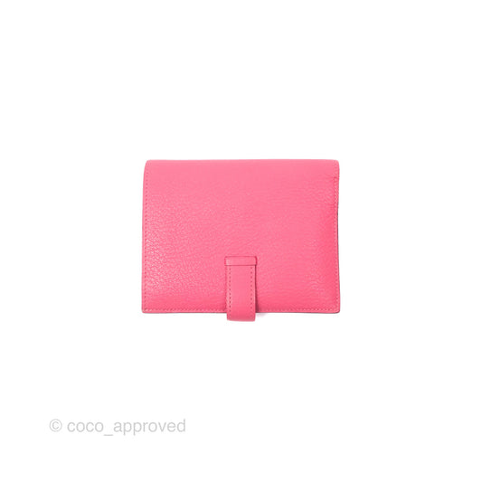 Hermes Bearn Compact Wallet Rose Azalee 8W Gold Hardware