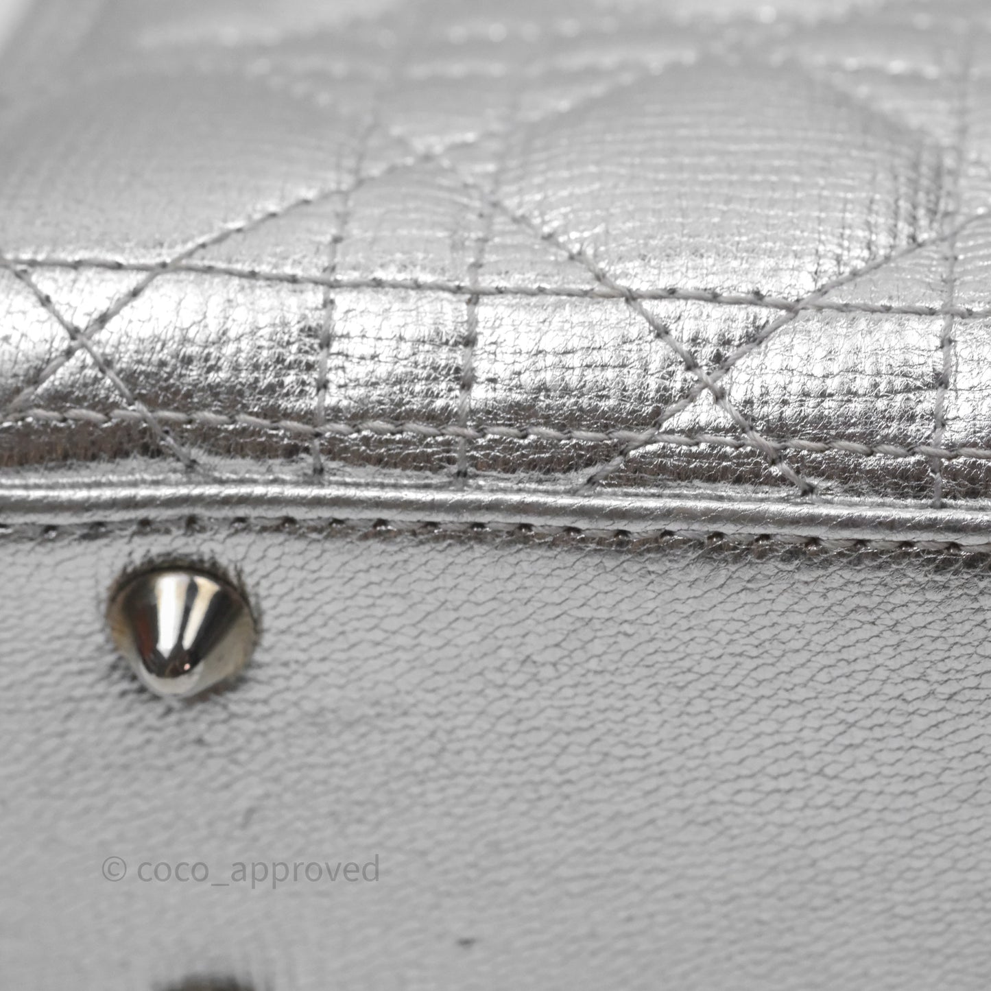 Christian Dior Small Lady Dior My ABCDior Silver Metallic Grained Calfskin Cannage