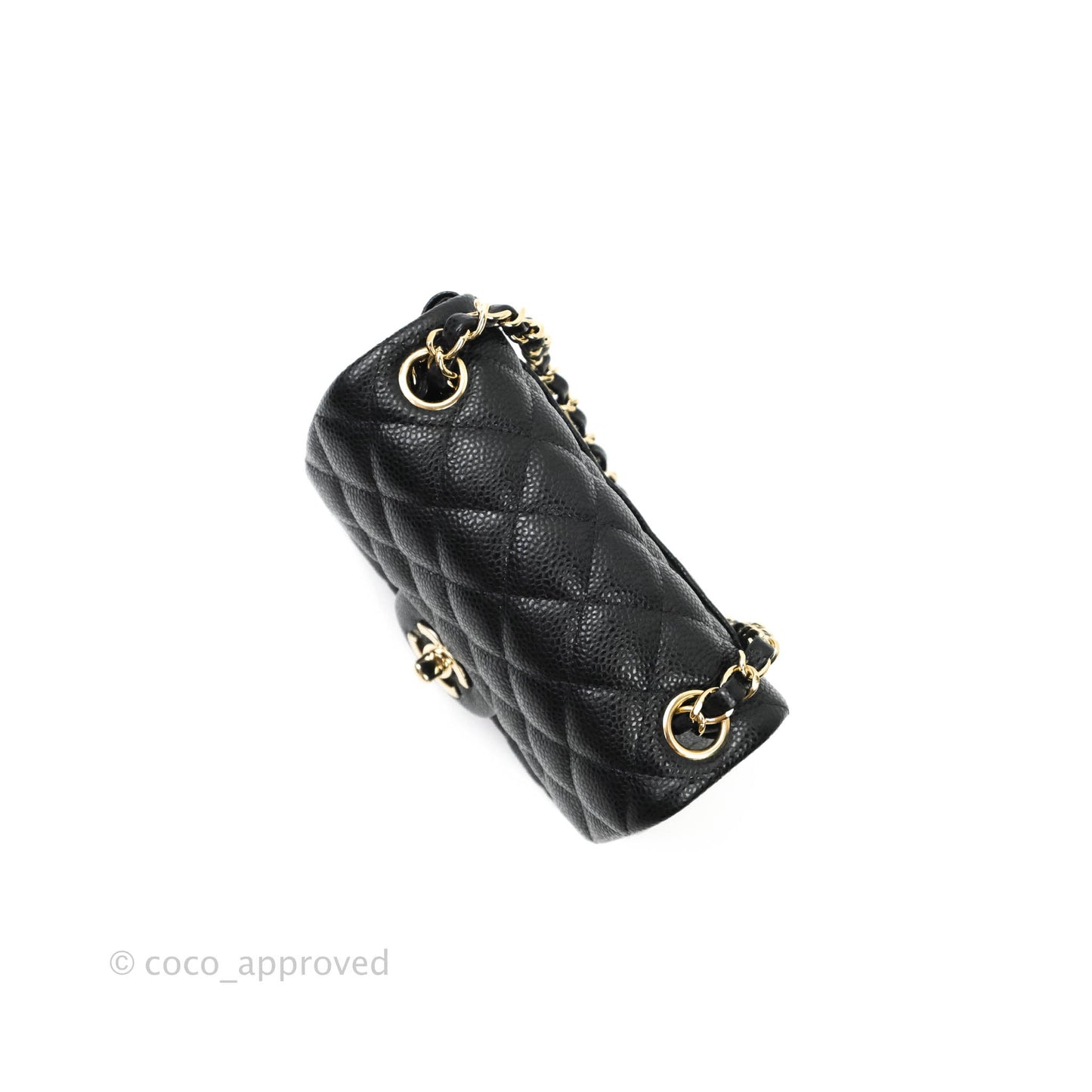 Chanel Mini Square Black Caviar Gold Hardware 18S