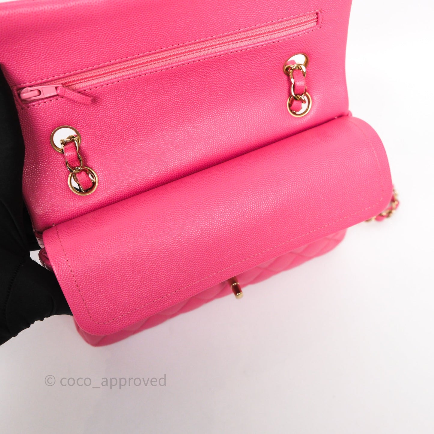 Chanel Small Classic Flap Quilted Hot Pink Caviar Gold Hardware