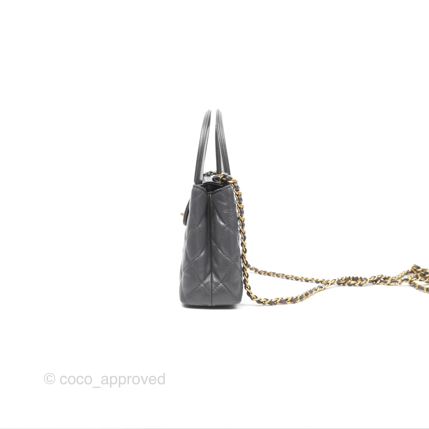 Chanel Kelly Bag Quilted Grey Shiny Calfskin Aged Gold Hardware