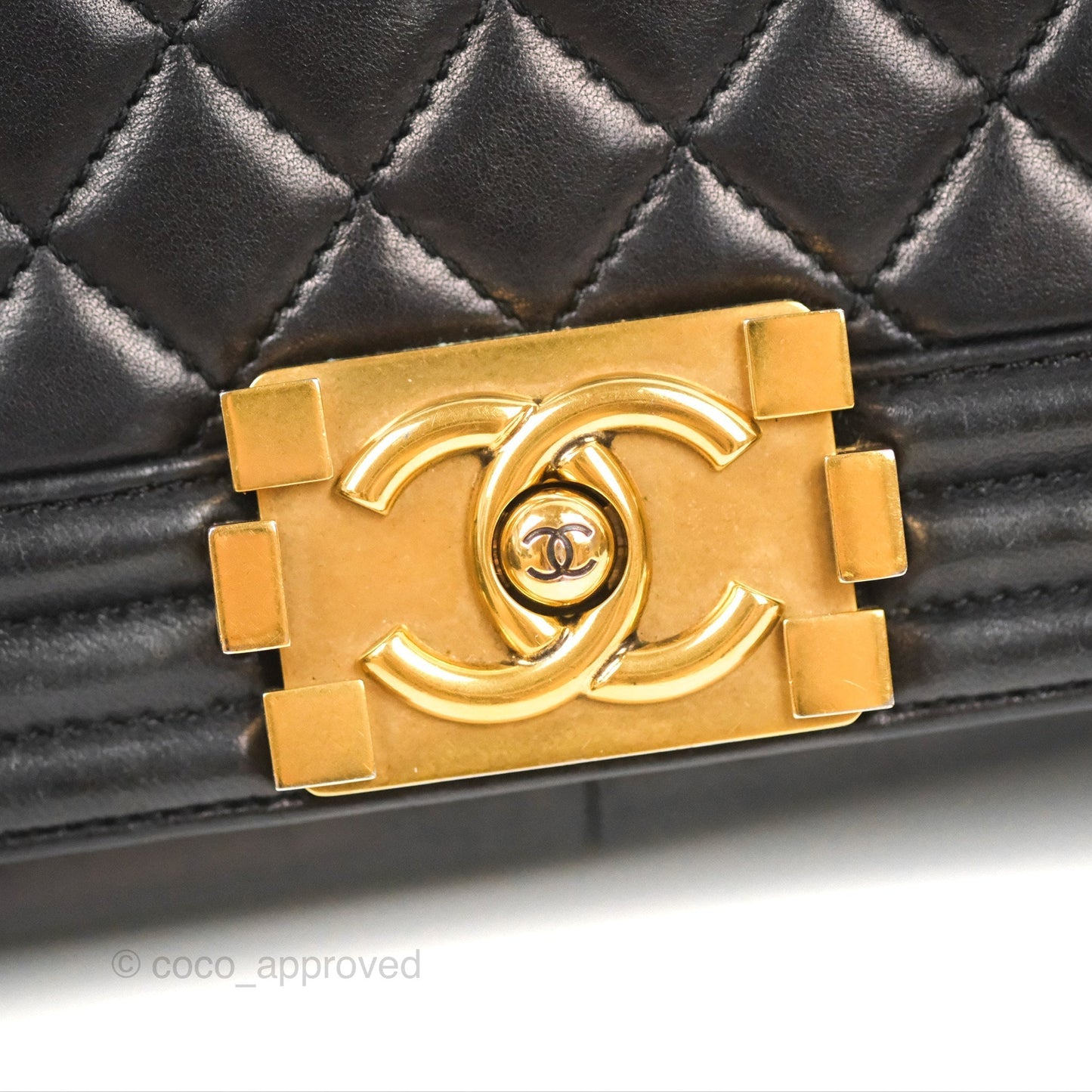 Chanel Quilted Medium Boy Black Lambskin Aged Gold Hardware