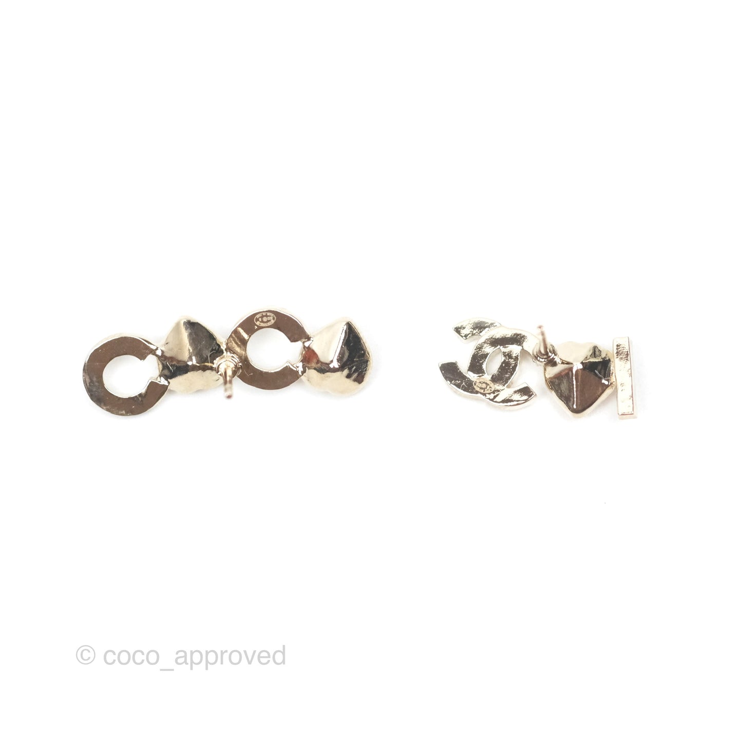 Chanel Crystal COCO Pink Heart Earrings Gold Tone 22B