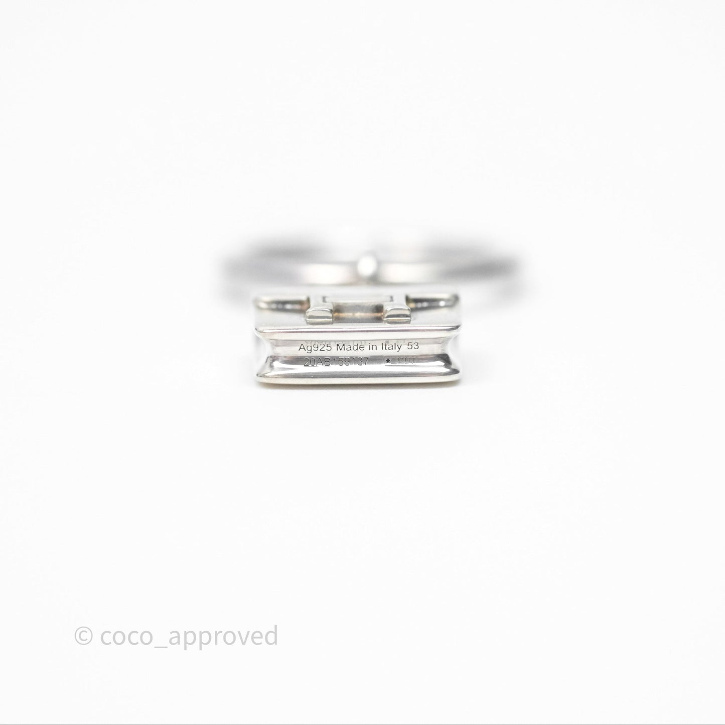 Hermès Amulettes Constance Ring in Sterling Silver Size 53