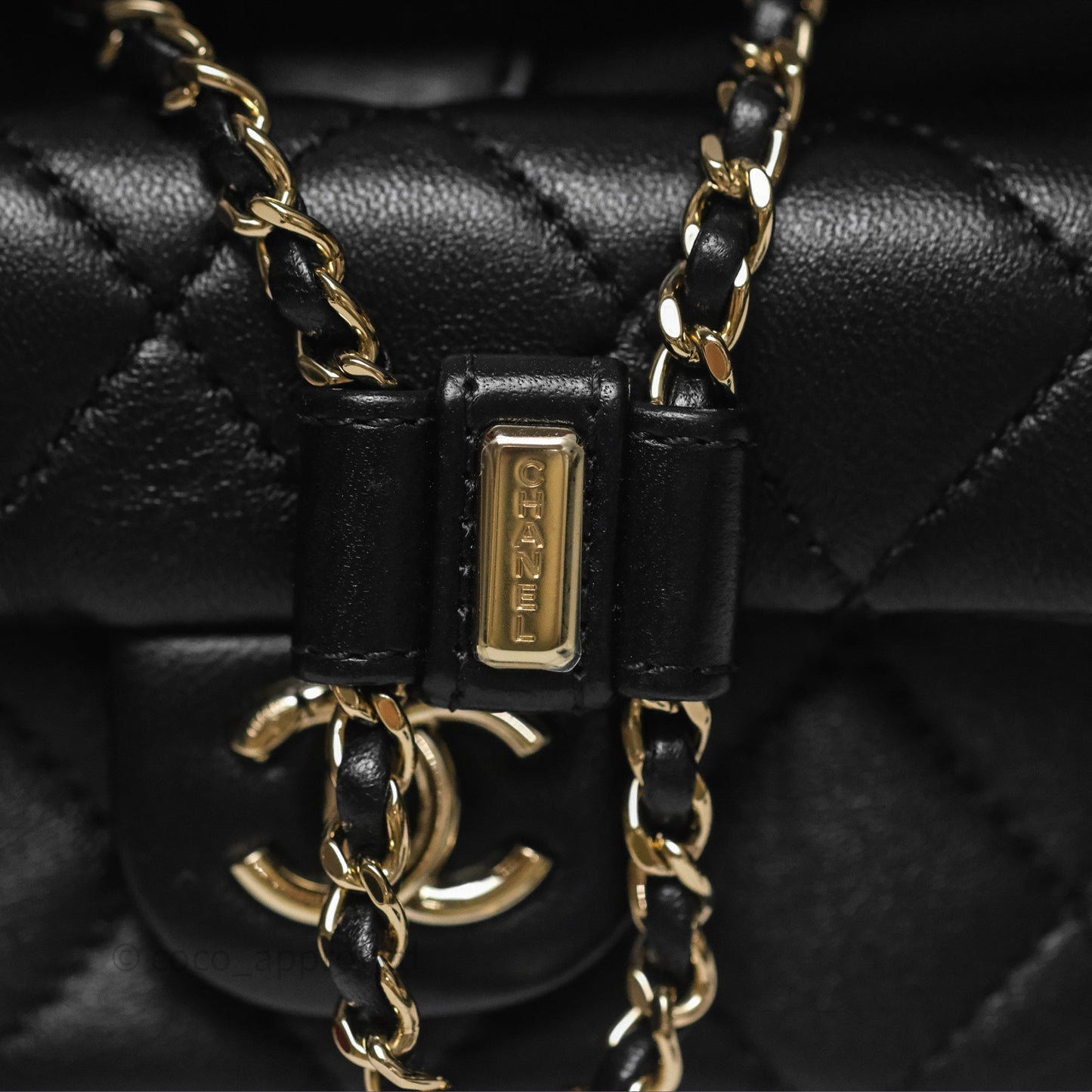 Chanel Small Duma Drawstring Backpack Black Lambskin Gold Hardware