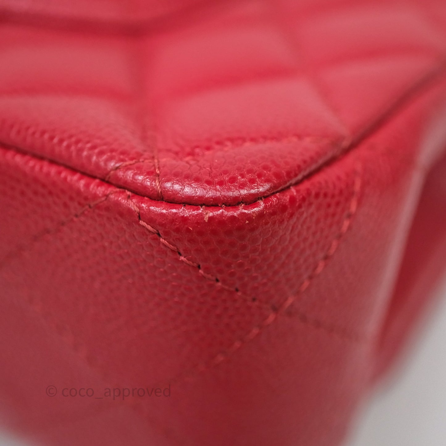 Chanel Classic M/L Medium Flap Quilted Red Caviar Gold Hardware