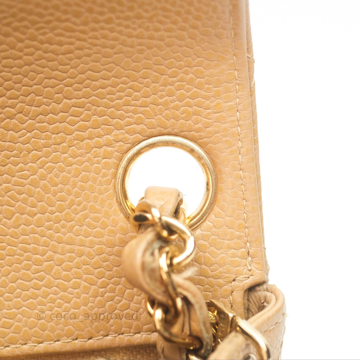 Chanel Vintage Mini Square Quilted Beige Caviar 24K Gold Hardware