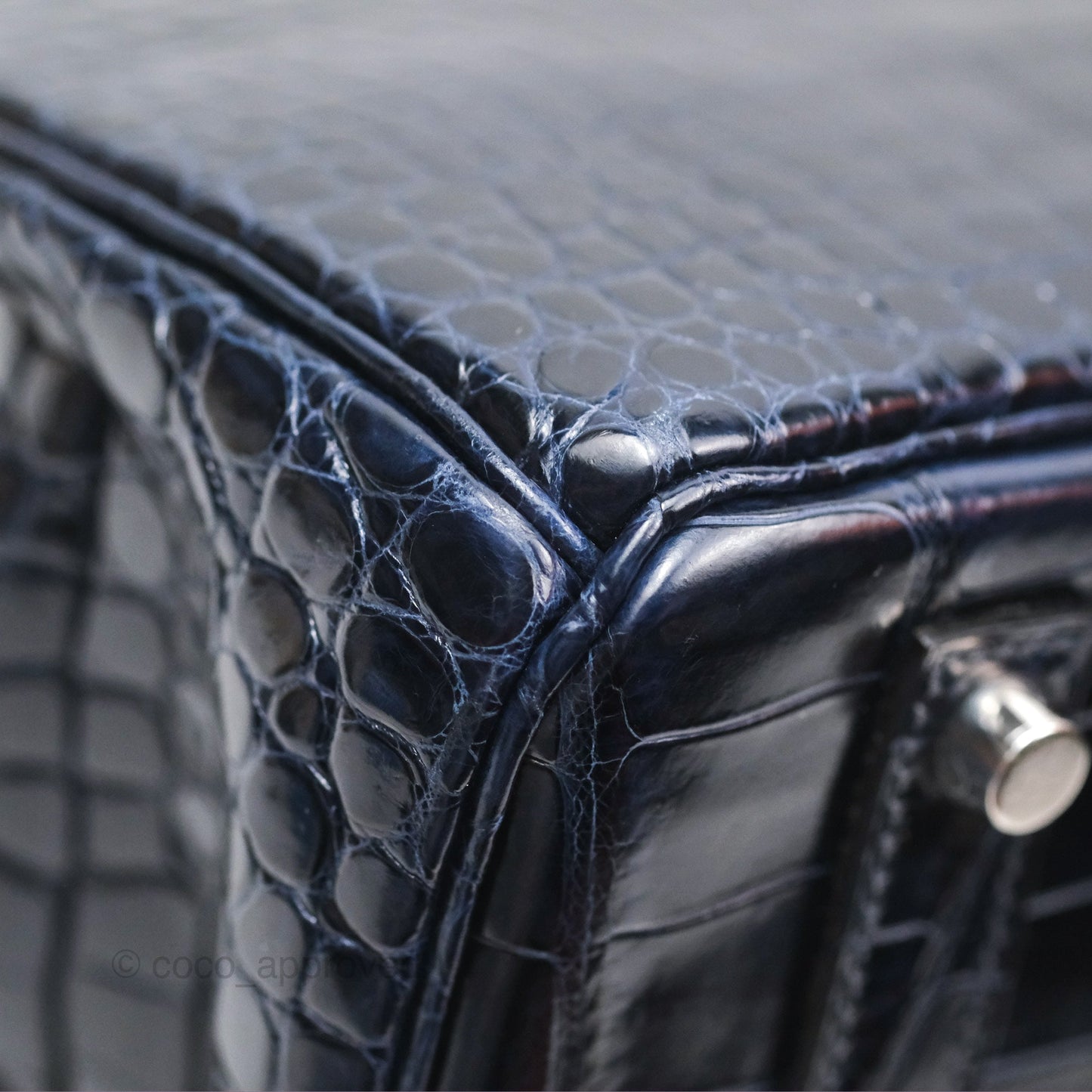 Hermès Birkin 35 Porosus Marine 78 Palladium Hardware