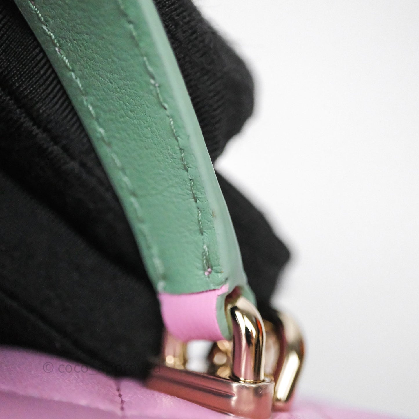 Chanel Vanity Rectangular Top Handle Pink Mint Green Lambskin Gold Hardware