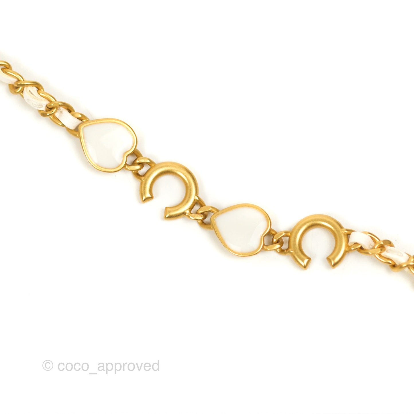 Chanel Vanity with COCO Heart Chain White Lambskin Aged Gold Hardware