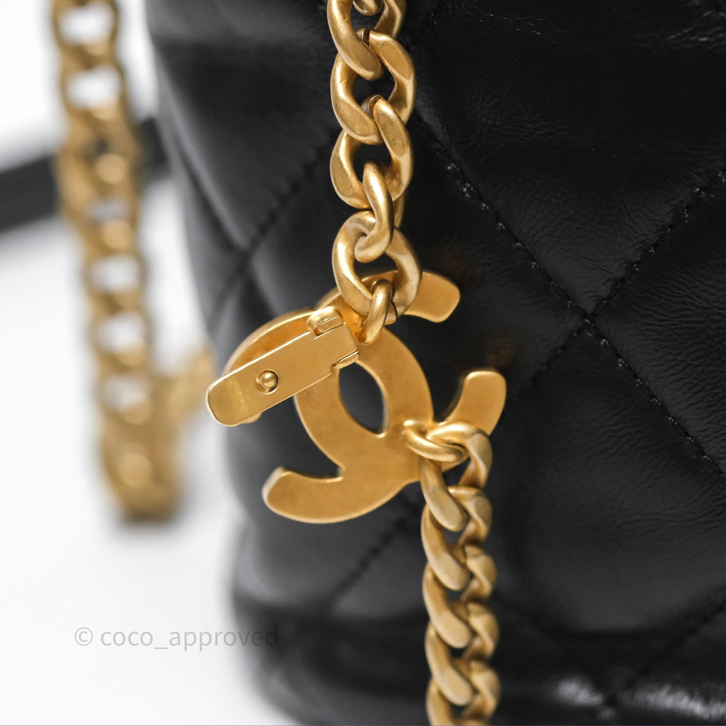Chanel Enamel CC Bucket Bag Black Lambskin Gold Hardware 22P