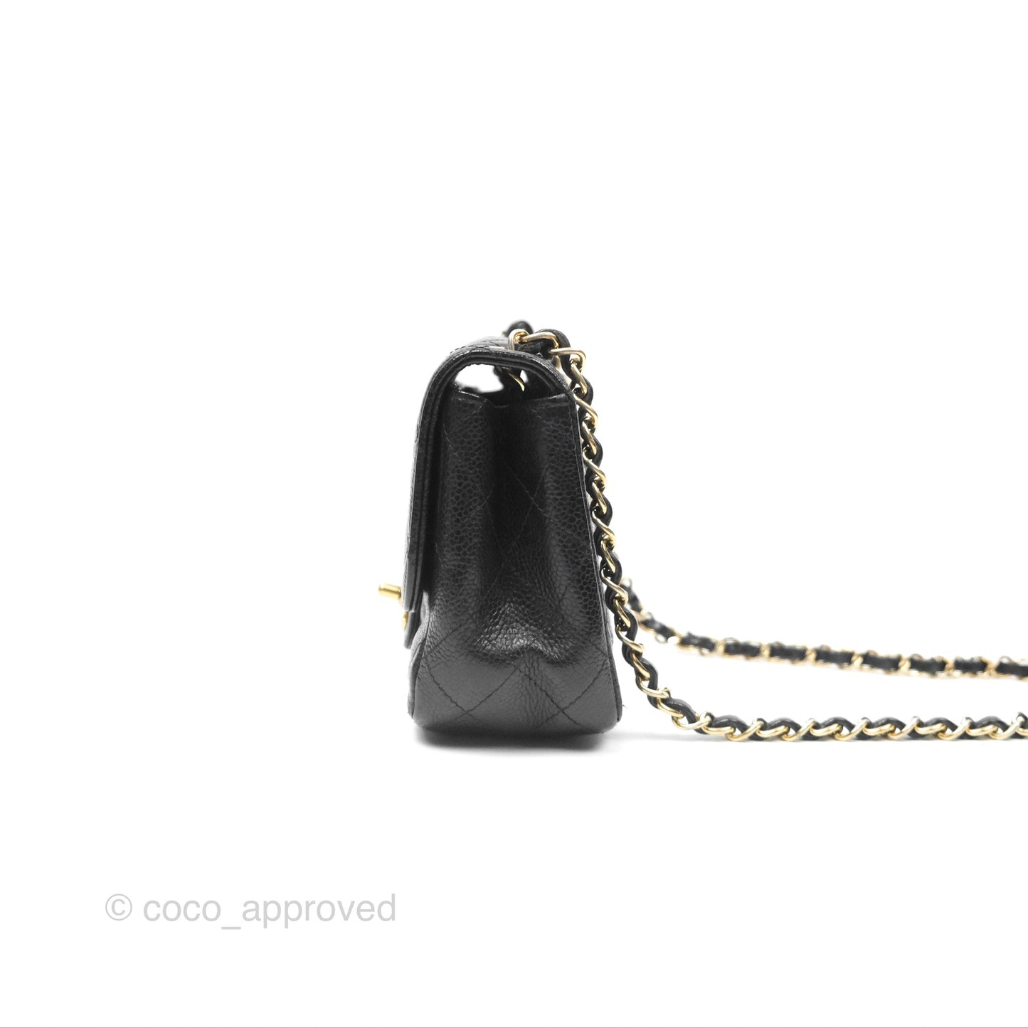 Chanel Vintage Mini Square Quilted Black Caviar Gold Hardware