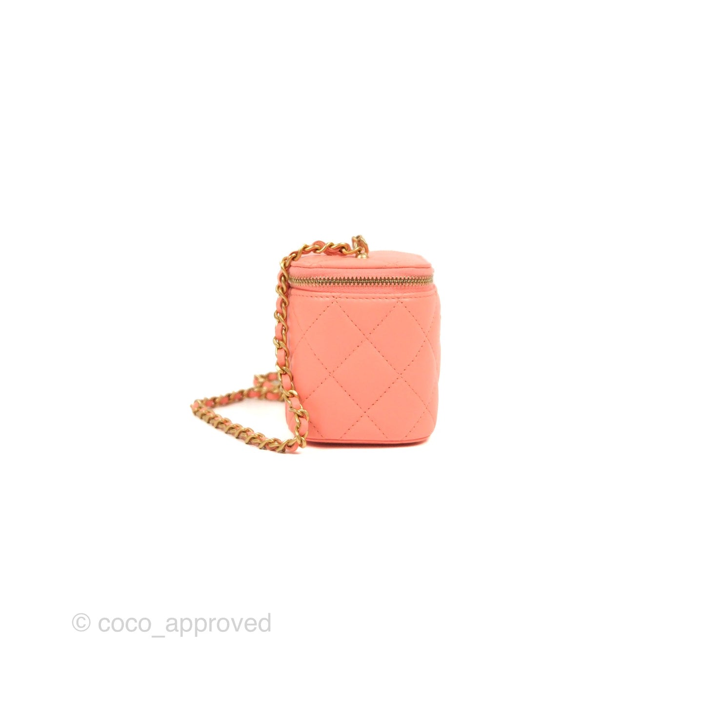 Chanel Mini Pearl Crush Vanity With Chain Orange Clair Gold Hardware