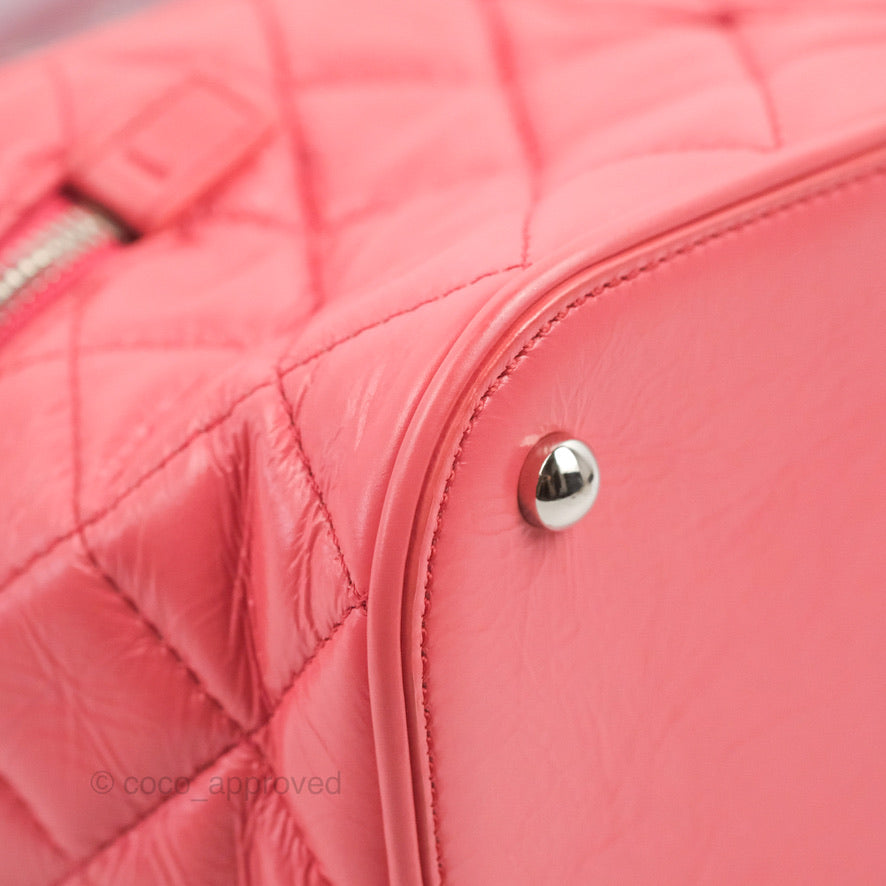 Chanel Aquarium PVC Coral Pink Crumpled Calfskin Silver Hardware