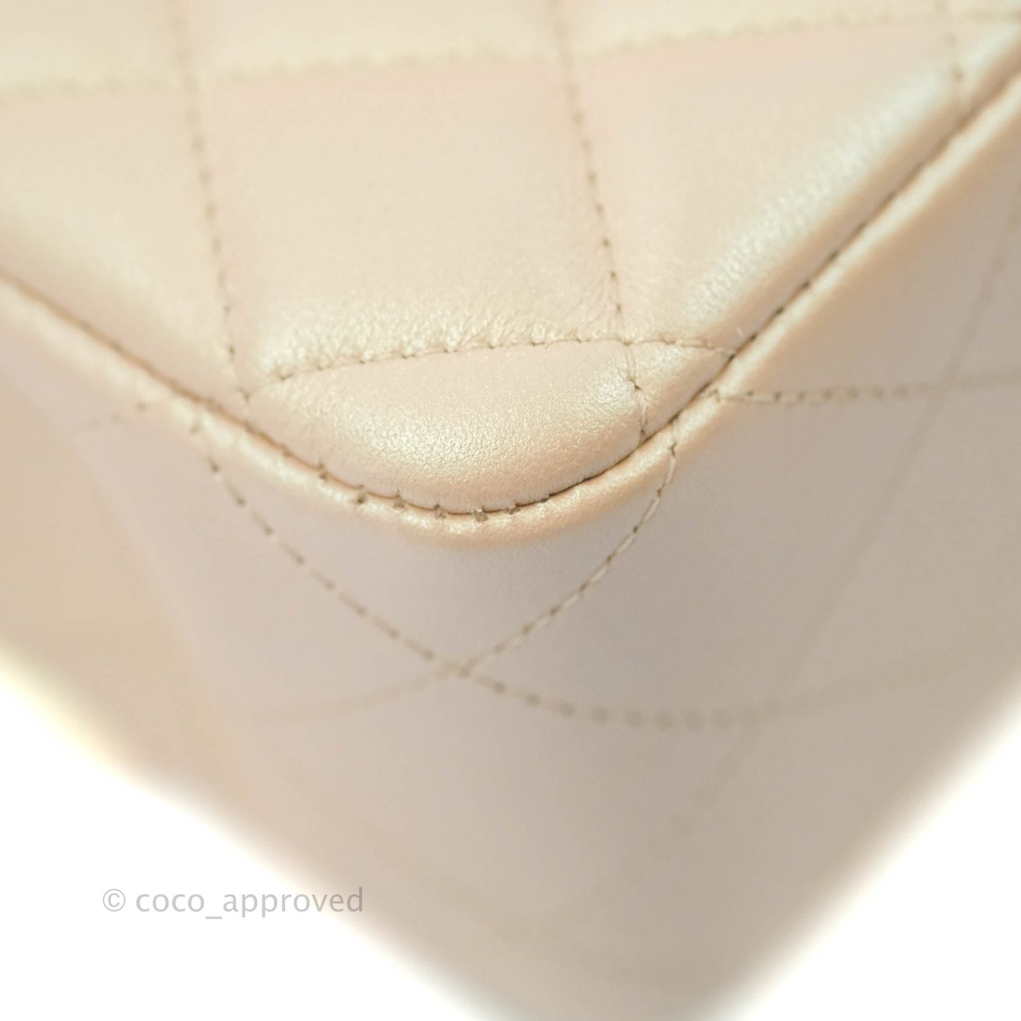 Chanel Classic M/L Medium Double Flap Iridescent Beige Calfskin Gold Hardware 21S