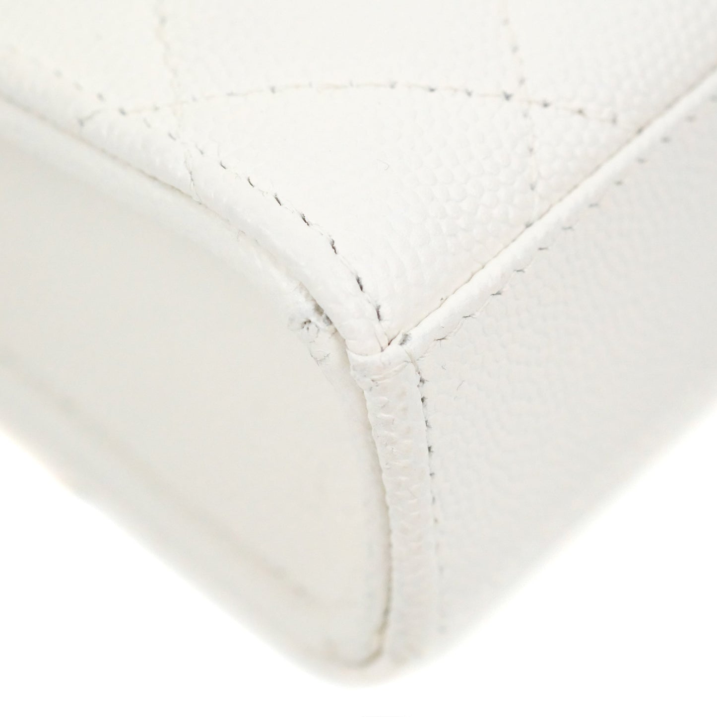 Chanel Mini Top Handle Clutch with Chain White Caviar Light Gold Hardware 23P