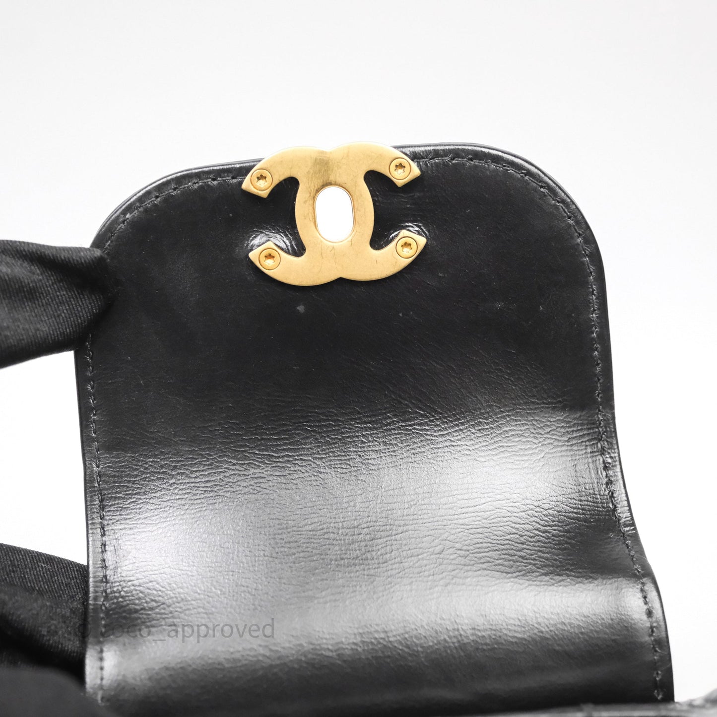 Chanel Kelly Bag Quilted Black Shiny Crumpled Calfskin Aged Gold Hardware