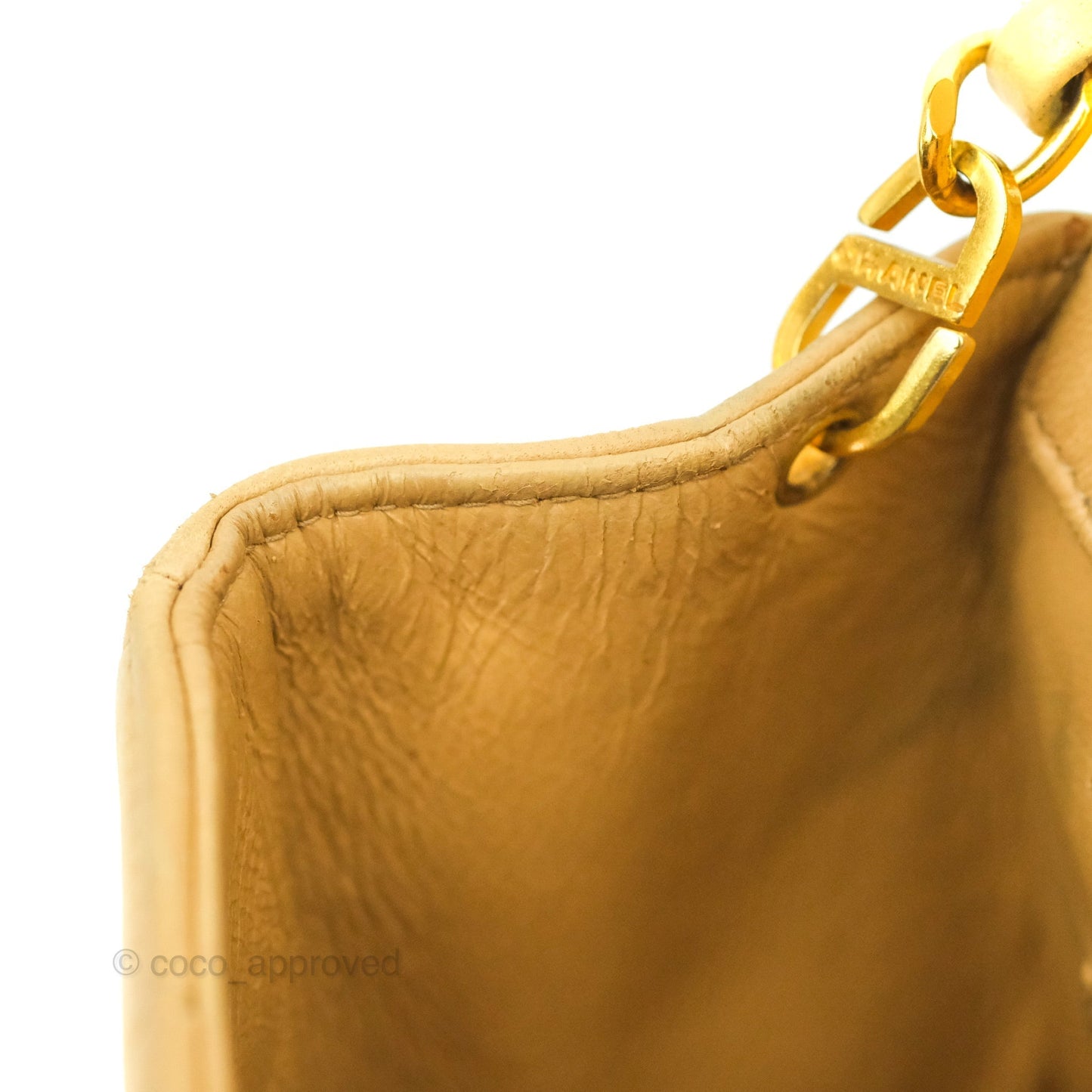 Chanel Small Vintage Quilted Classic Diana Flap Bag Beige Lambskin 24K Gold Hardware