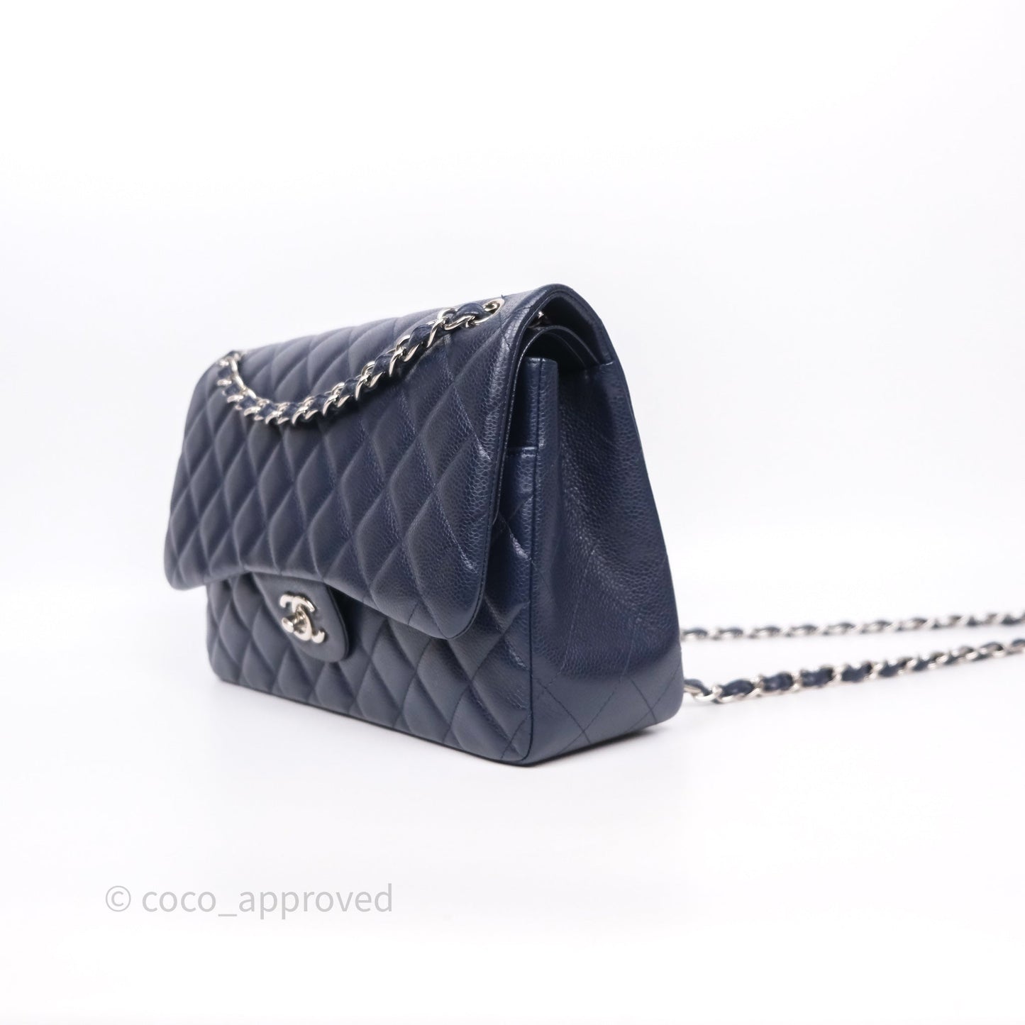 Chanel Jumbo Double Flap Navy Caviar Silver Hardware⁣⁣