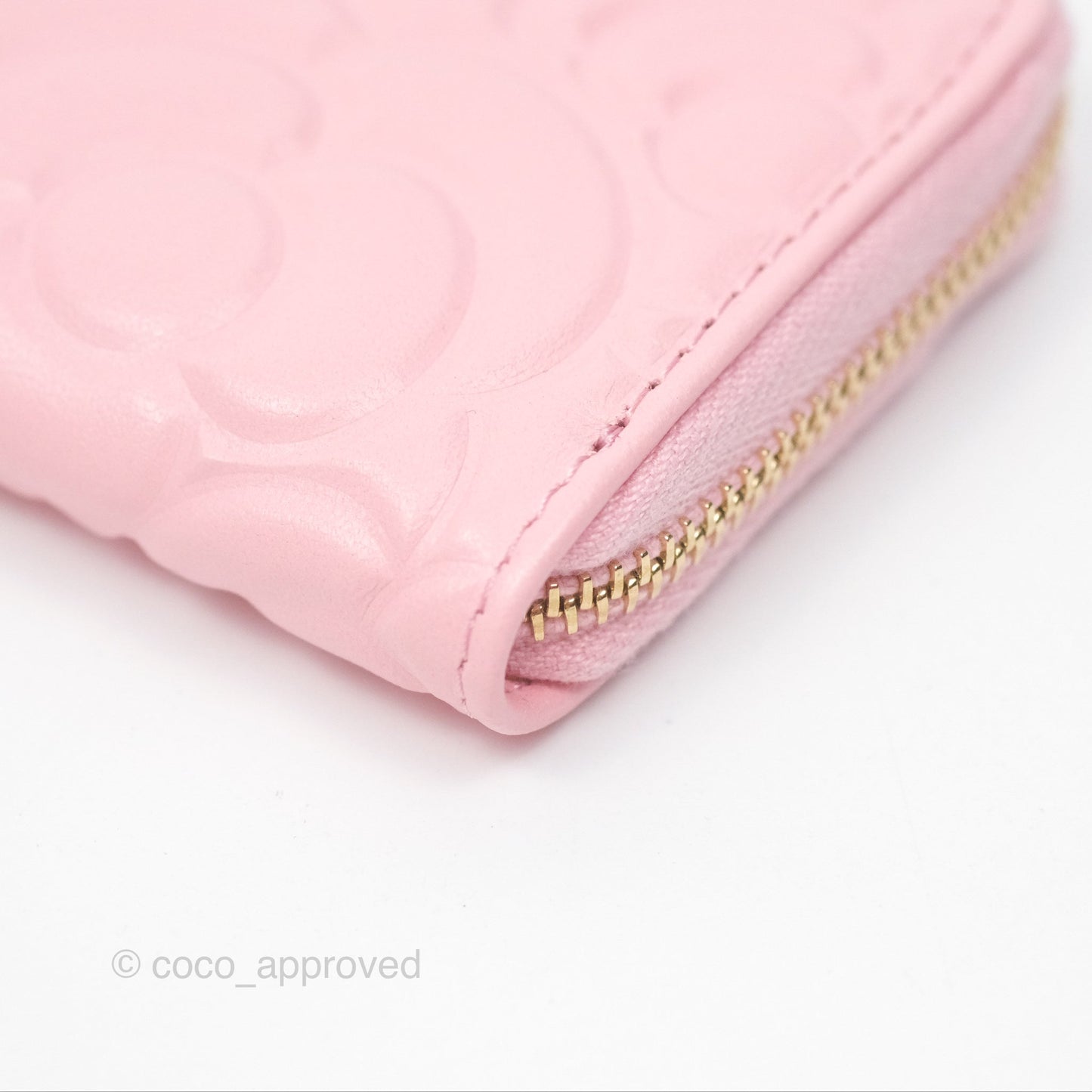 Chanel Key Holder Case Pink Camellia Embossed Lambskin Gold Hardware