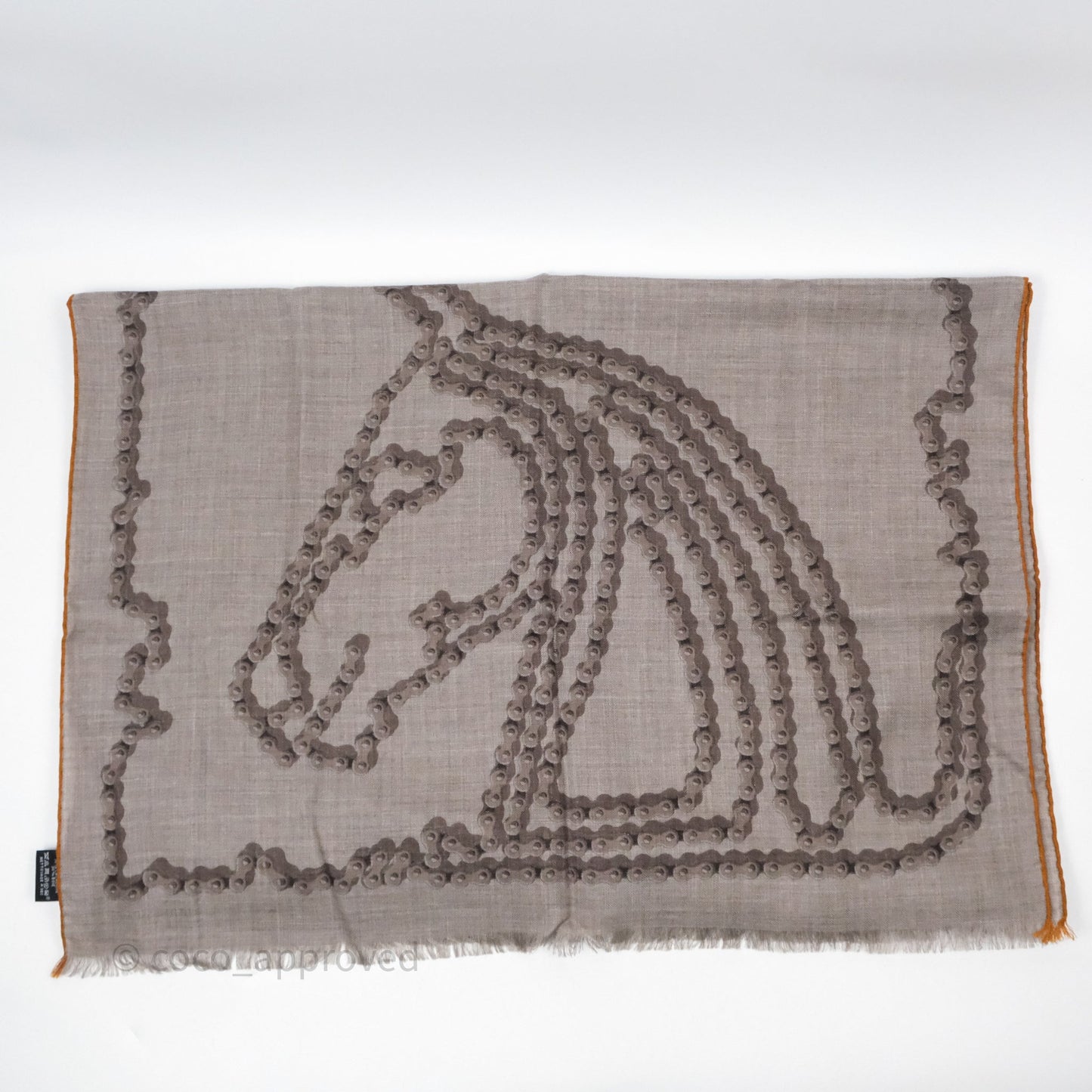 Hermès Cheval Dechaine Rectangle Scarf Etoupe/ Taupe