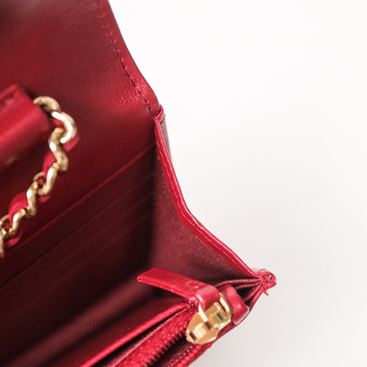 Chanel Wallet On Chain Red Calfskin Bag Gold hardware