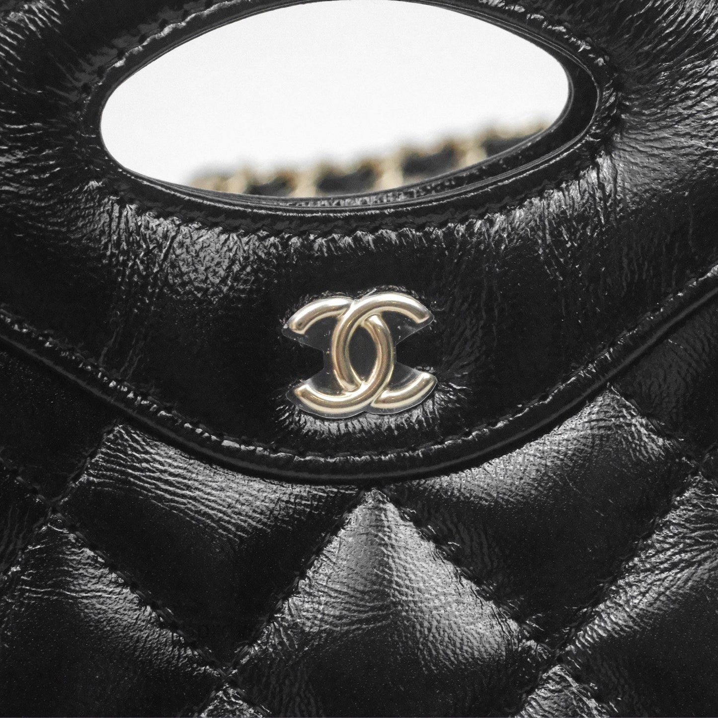 Chanel Micro 31 Clutch With Chain Black Shiny Calfskin Gold Hardware