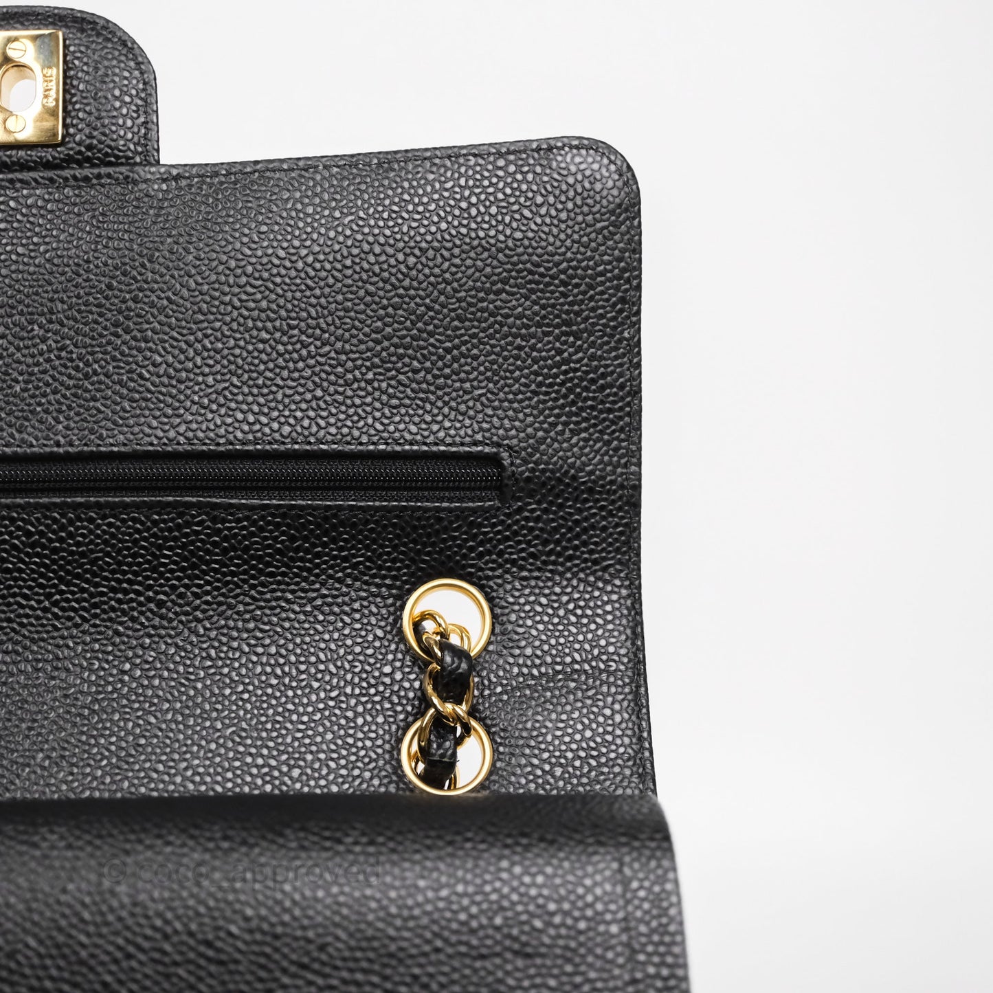 Chanel Classic M/L Medium Flap Quilted Black Caviar Gold Hardware