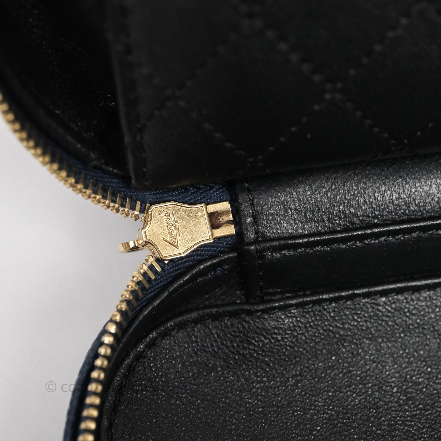 Chanel Quilted Large CC Filigree Vanity Case Navy Black Caviar