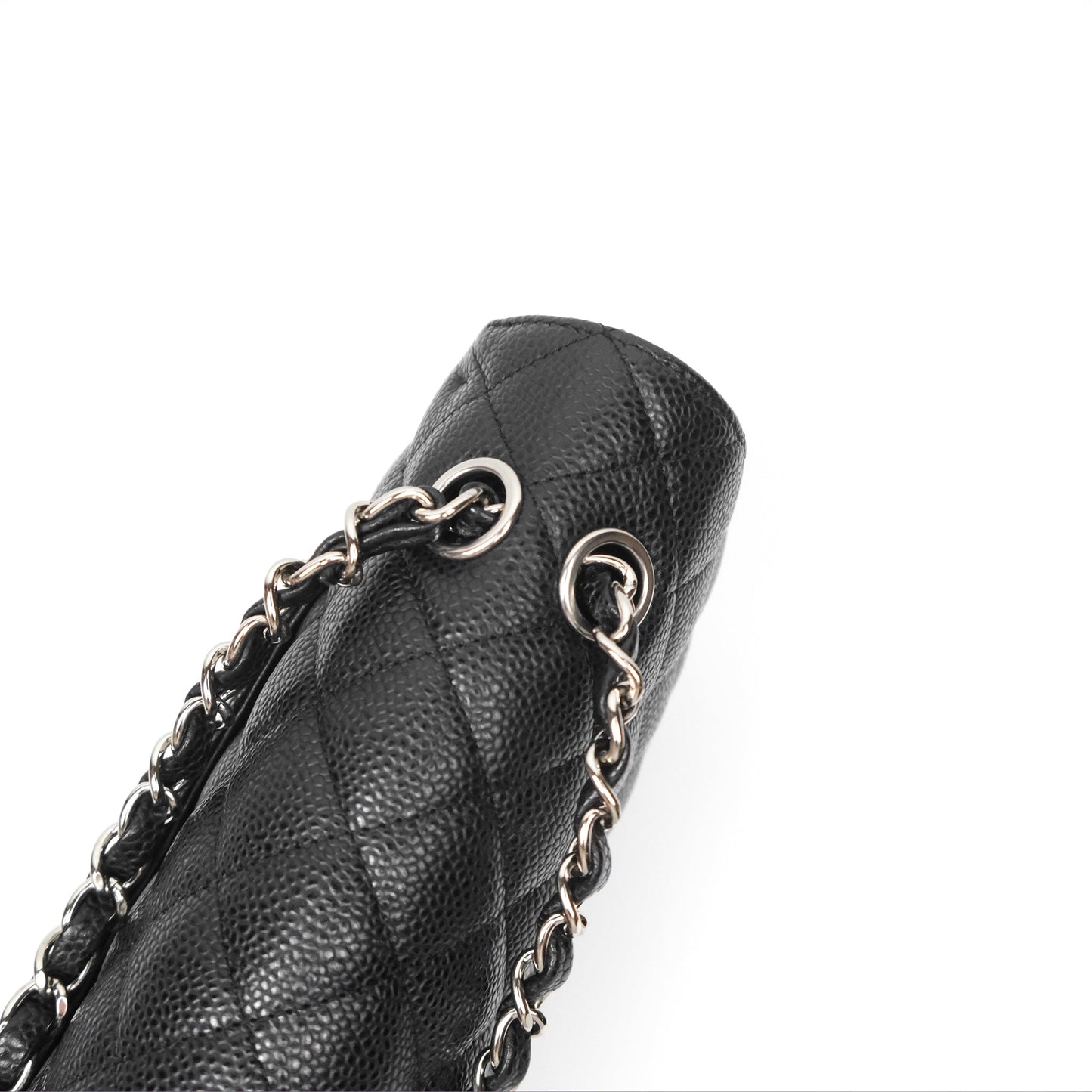 Chanel Classic M/L Medium Flap Quilted Black Caviar Silver Hardware