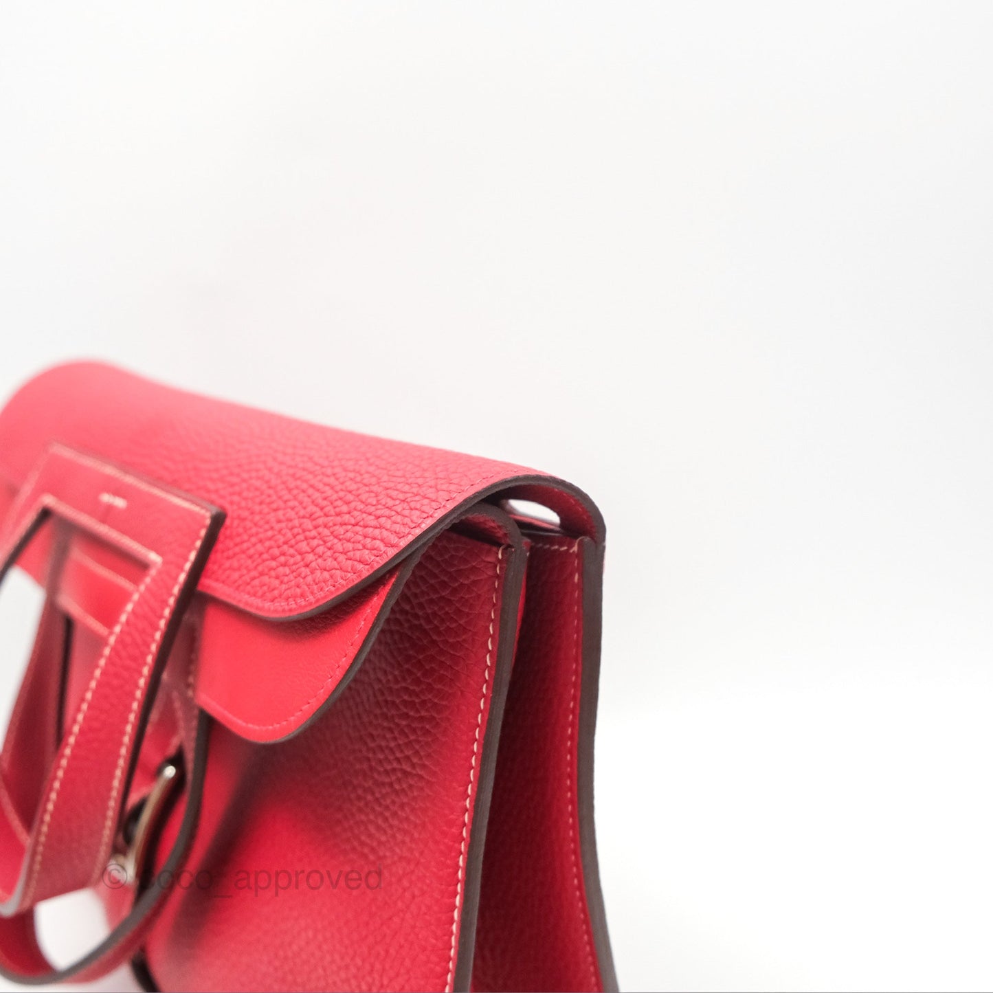 Hermès Halzan 31 Rouge Casque Clemence Palladium Hardware