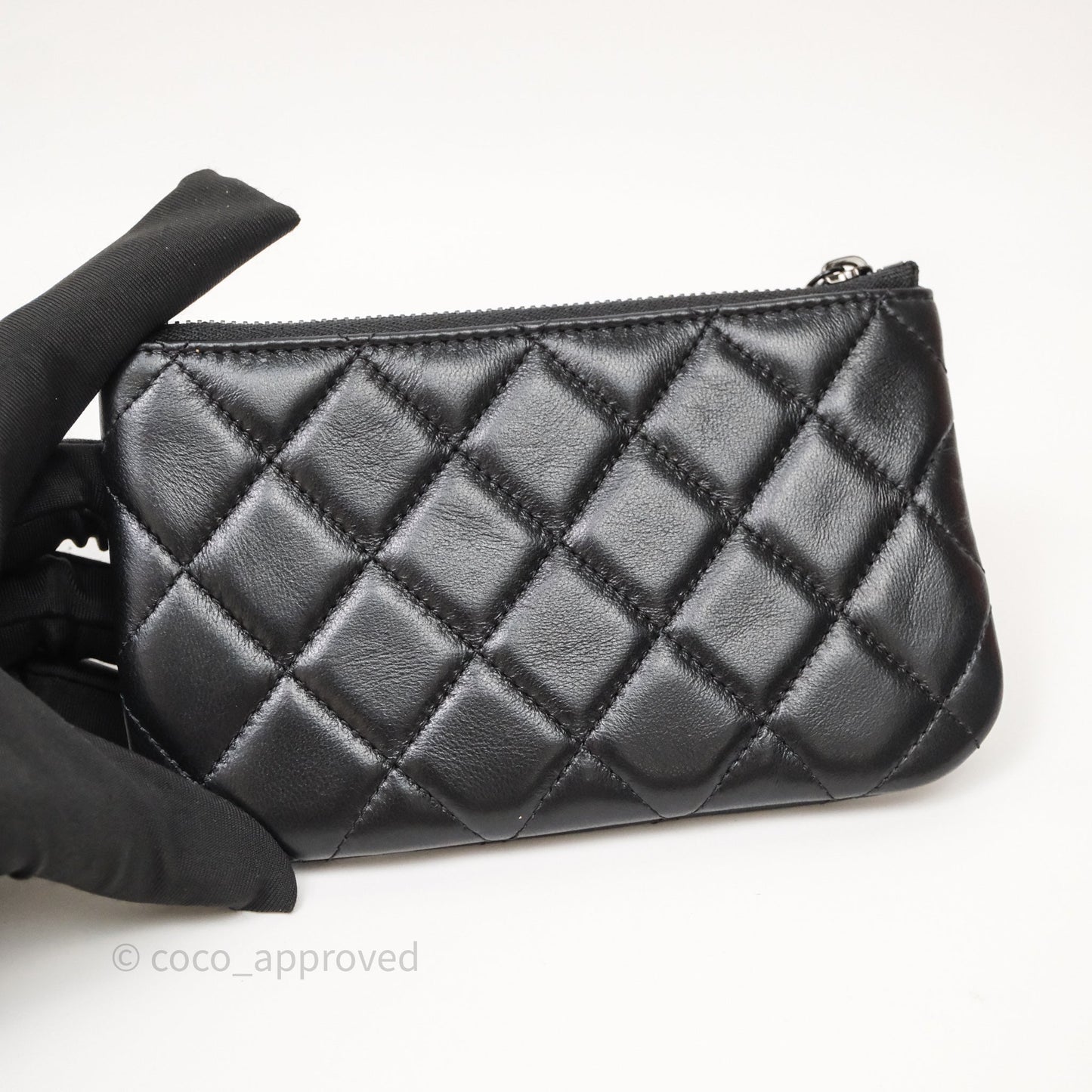 Chanel Classic Mini Quilted O Case So Black Lambskin Black Hardware