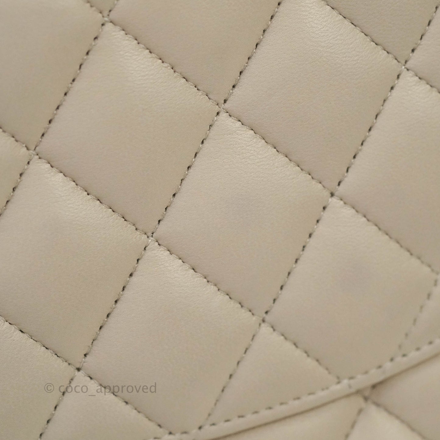 Chanel Classic M/L Medium Double Flap Cream Lambskin Silver Hardware