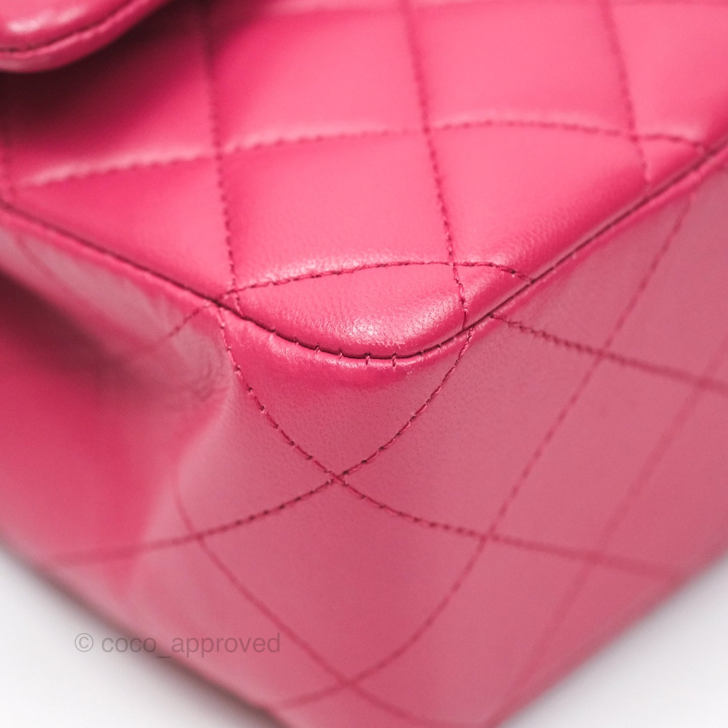 Chanel Classic M/L Medium Flap Quilted Dark Pink Lambskin Silver Hardware