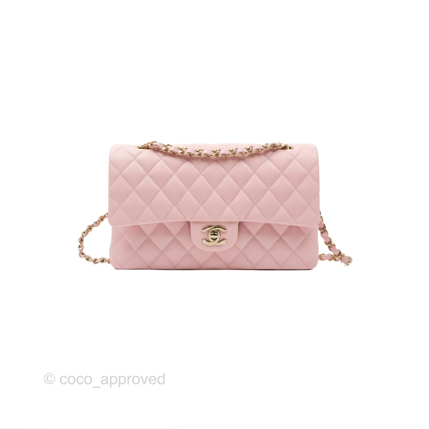 Chanel Medium Classic Flap Quilted Pink Caviar Gold Hardware