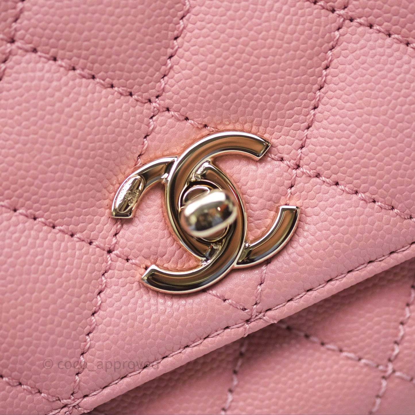 Chanel Mini Coco Handle Quilted Pink Caviar Gold Hardware