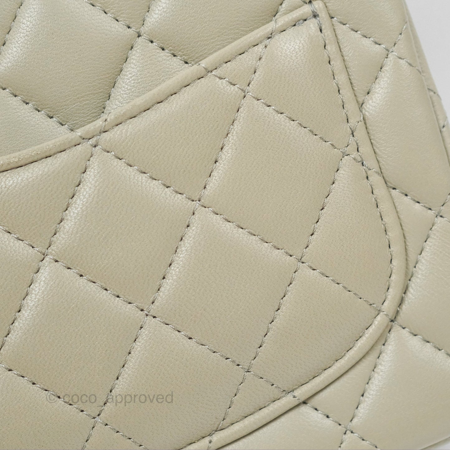 Chanel Mini Square Quilted Grey Lambskin Gold Hardware 22C