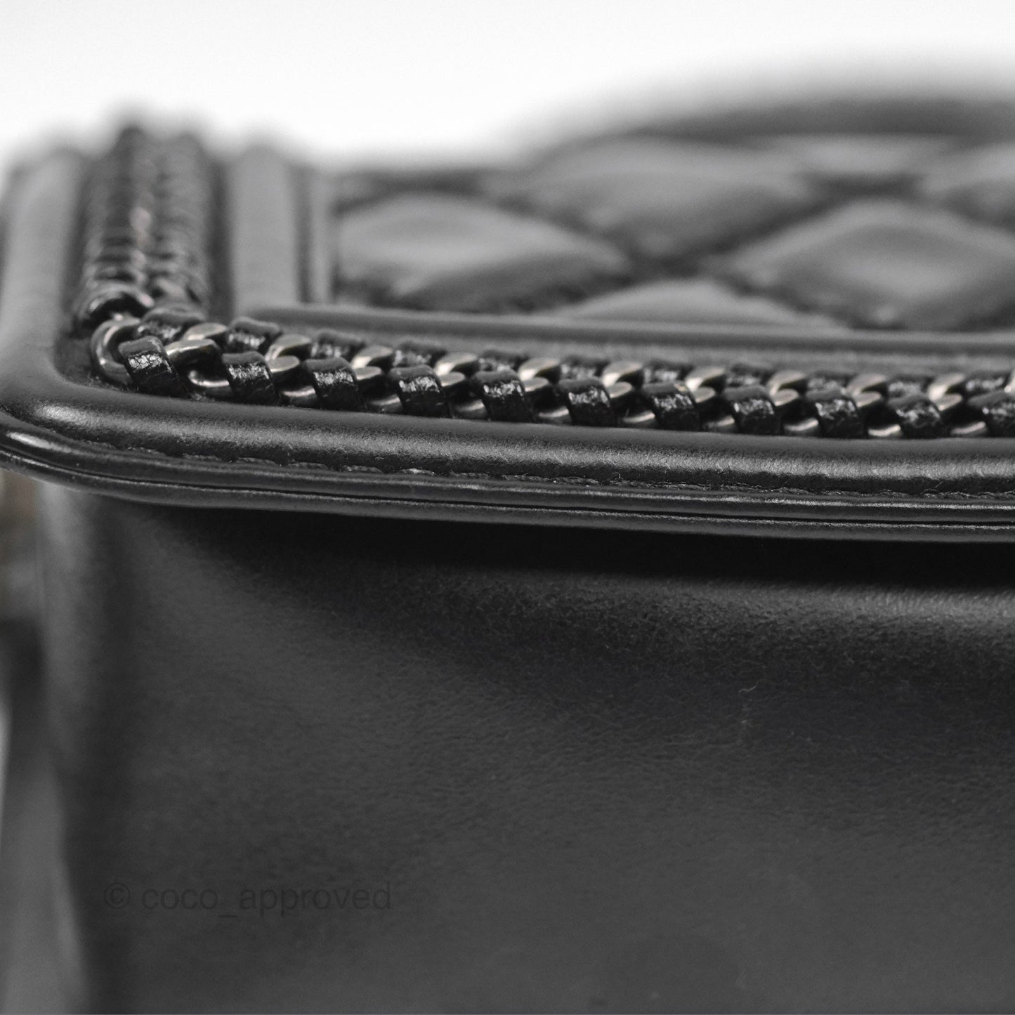 Chanel Small Chain Around Top Handle Boy Black Calfskin Ruthenium Hardware