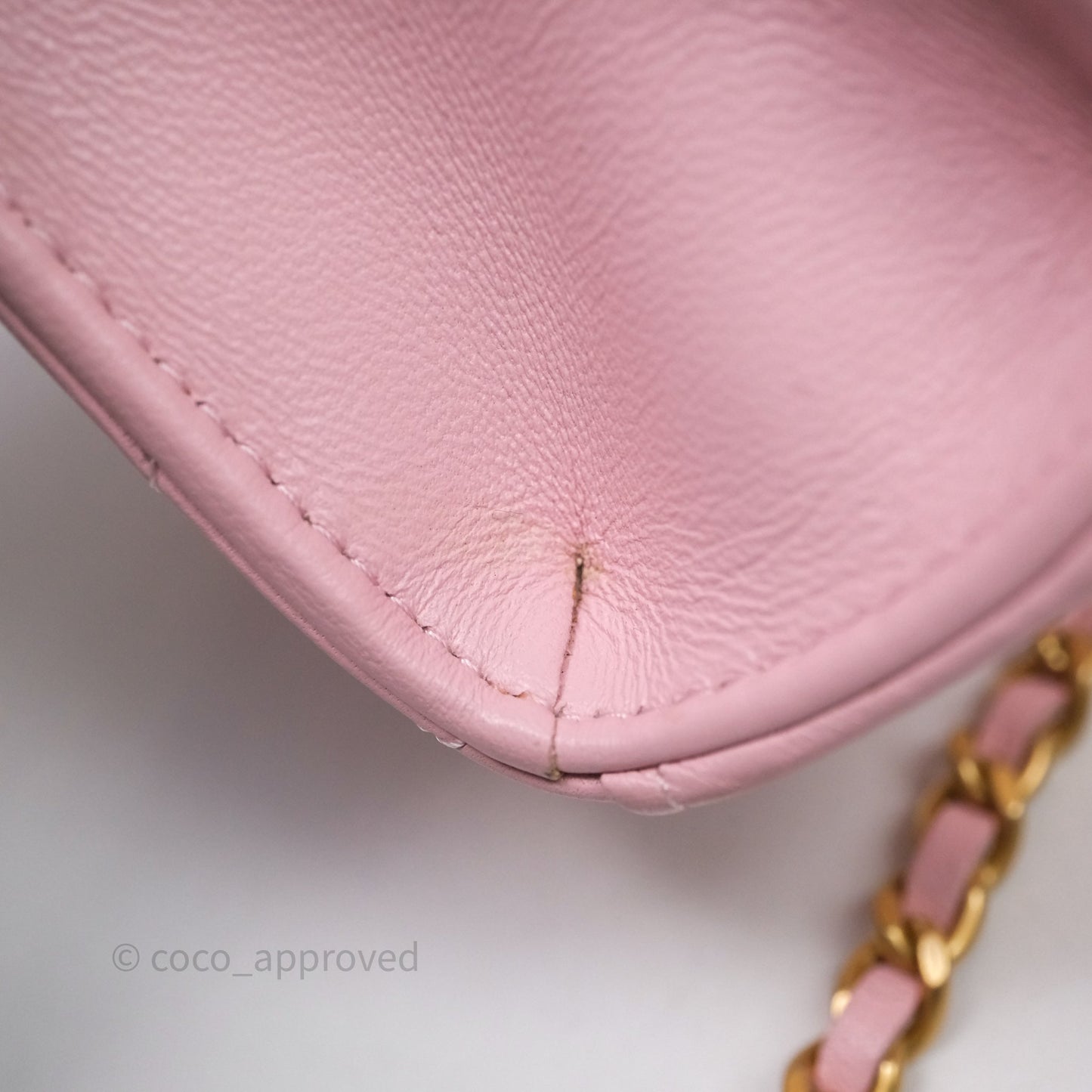 Chanel Mini Enamel Handle Clutch on Chain Pink Lambskin Gold Hardware