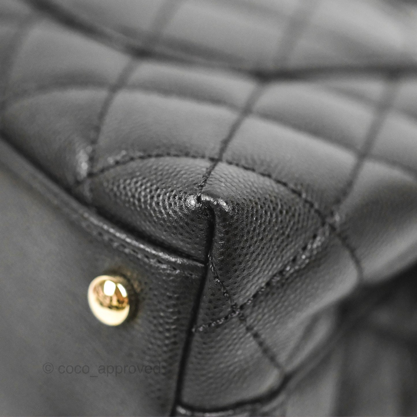 Chanel Small Quilted Coco Handle Black Caviar Gold Hardware