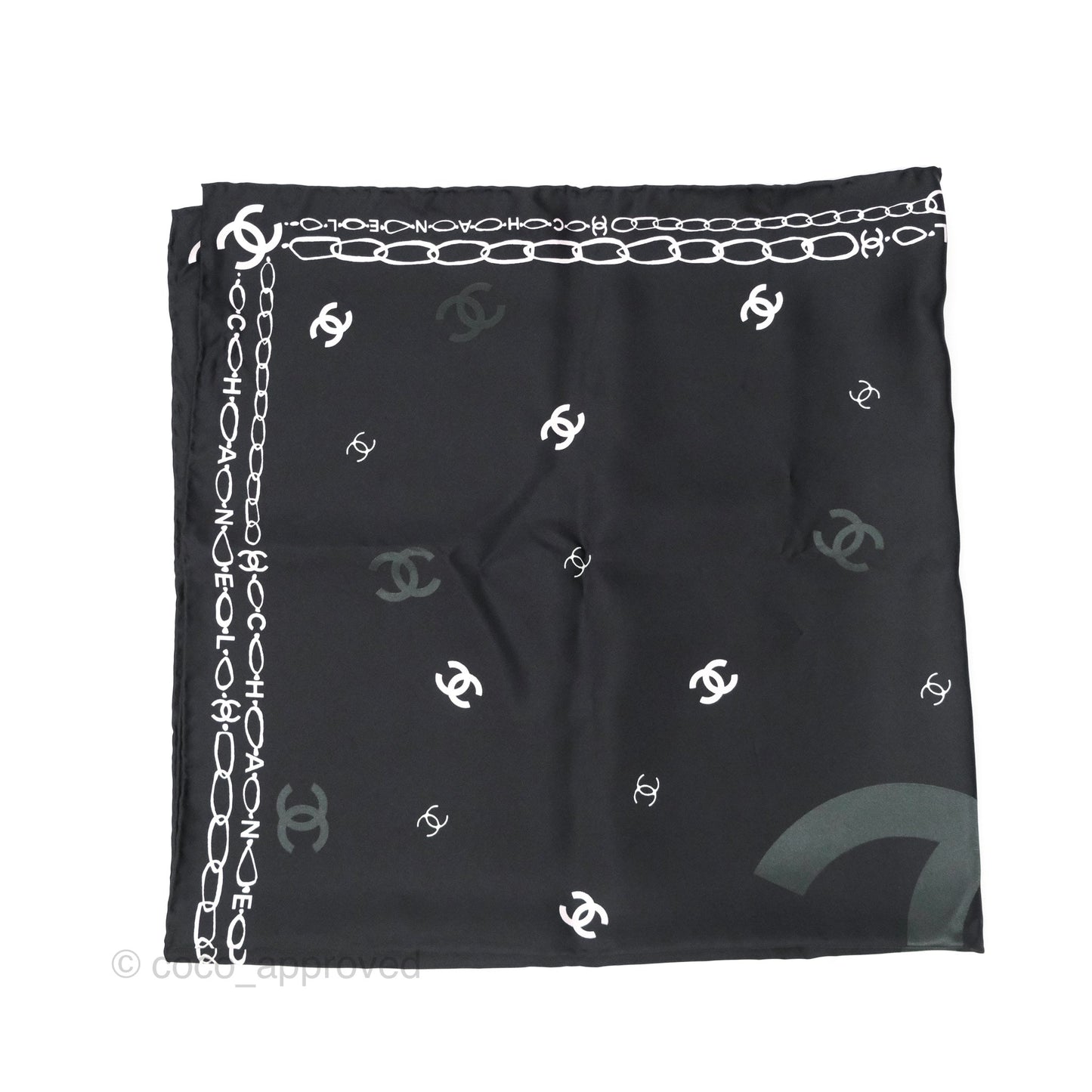 Chanel CC Logo Reversible Silk Square Scarf 90