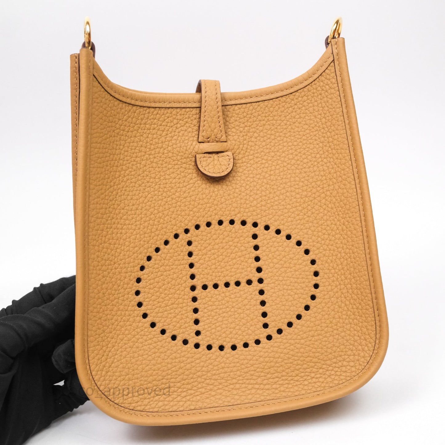 Hermès Mini Evelyne 16 Biscuit 48 Clemence Gold Hardware