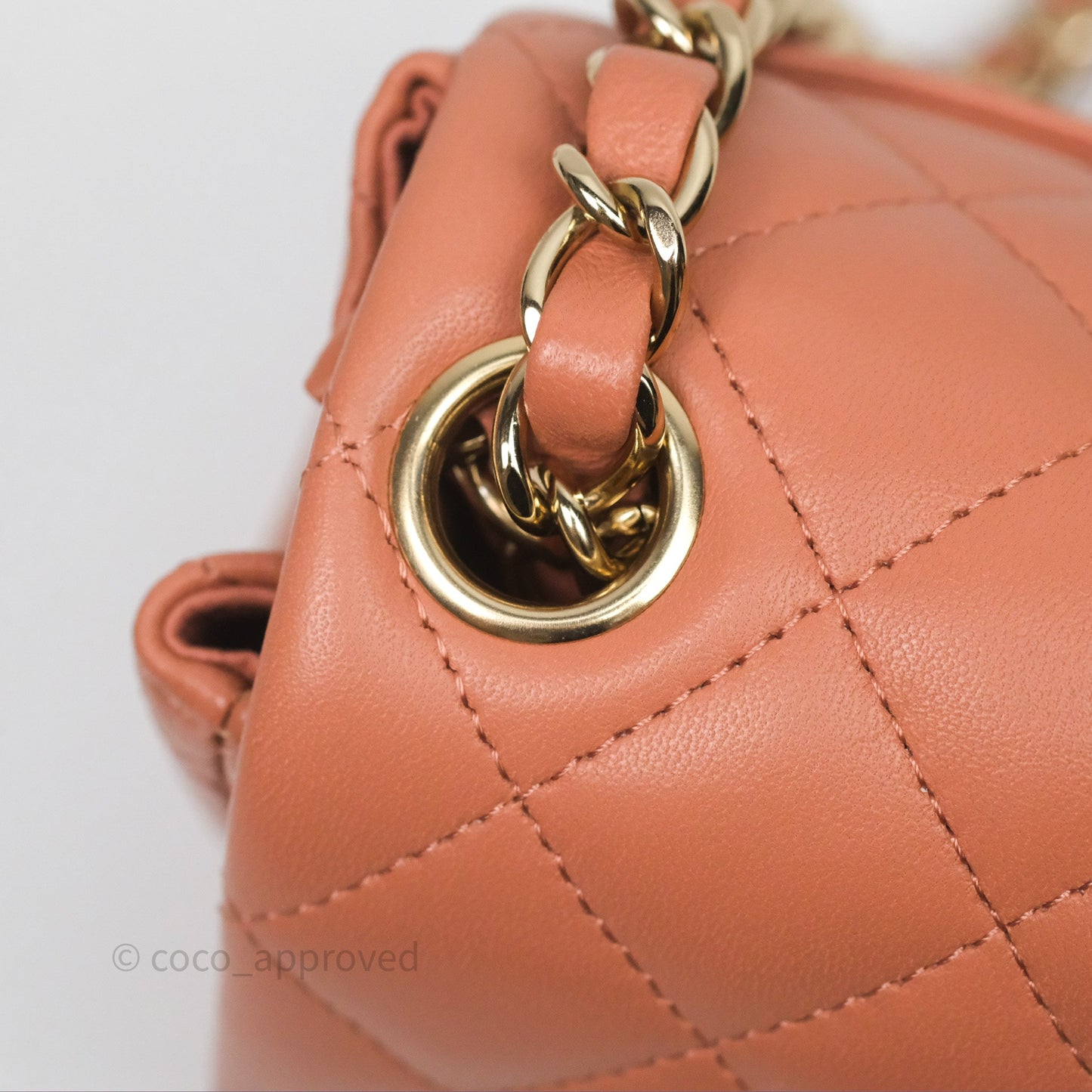 Chanel Mini Square Flap Quilted Dark Beige Lambskin Gold Hardware