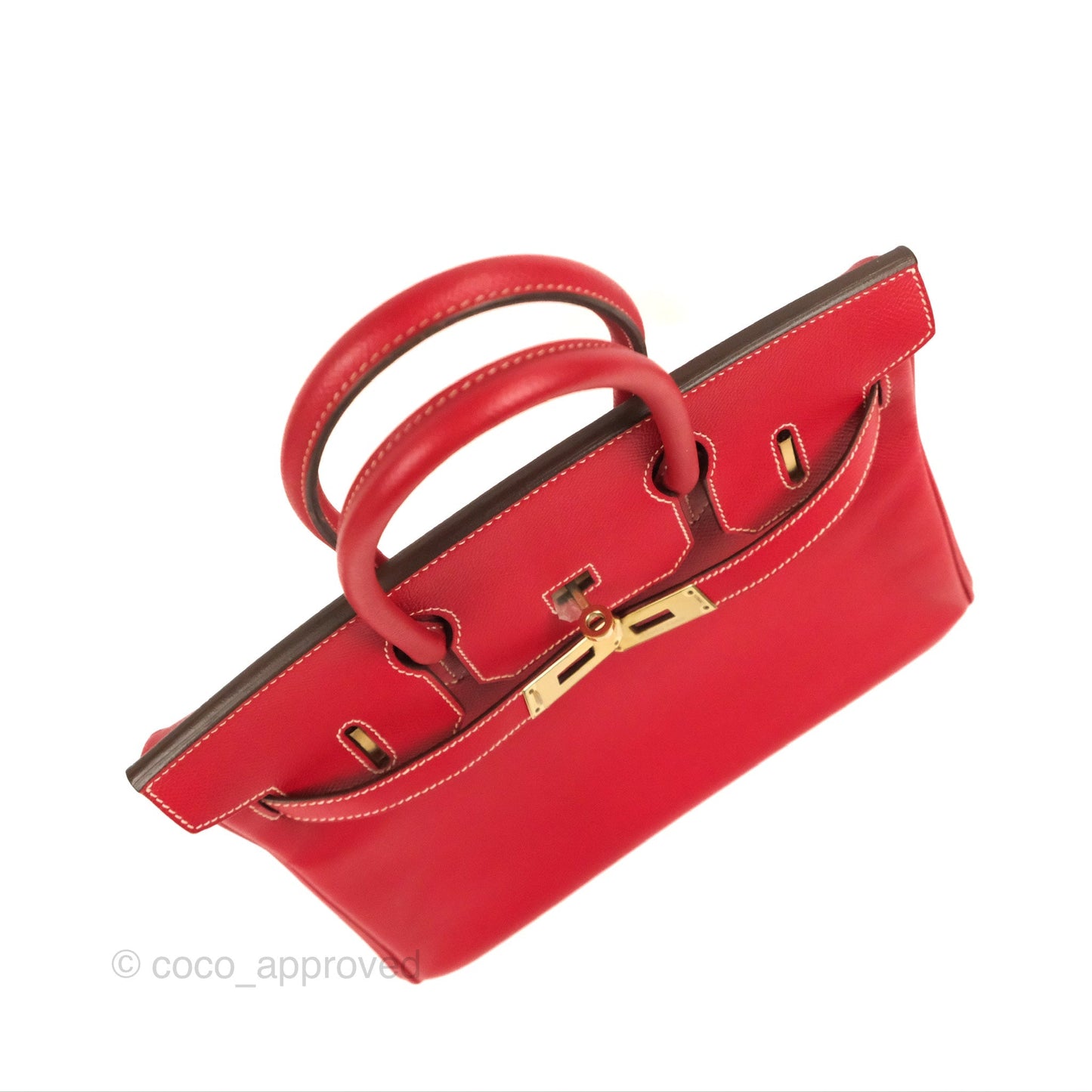 Hermès Candy Birkin 30 Rouge Casque/Blue Thalassa Epsom Permabrass Hardware