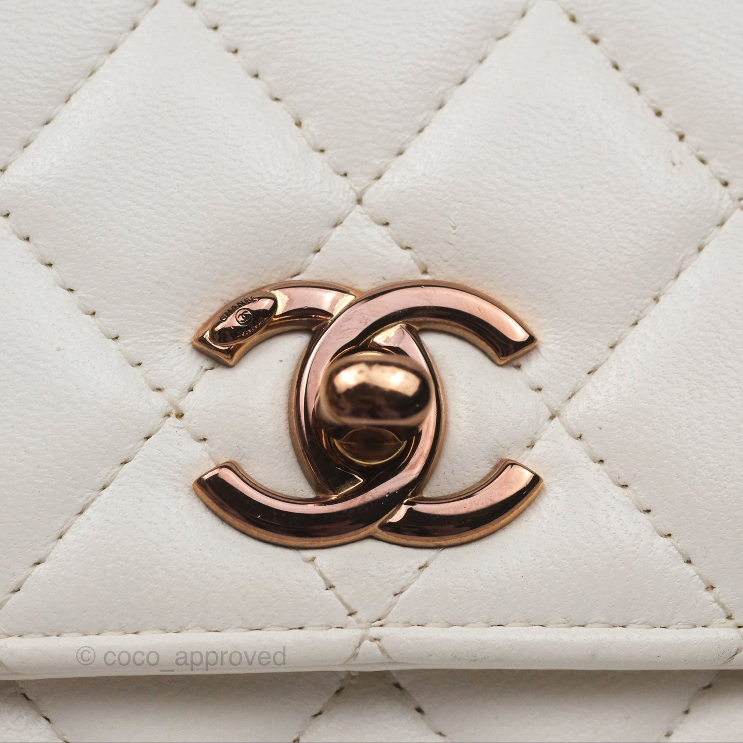 Chanel Mini Quilted Trendy CC Clutch With Chain White Lambskin Rose Gold Hardware