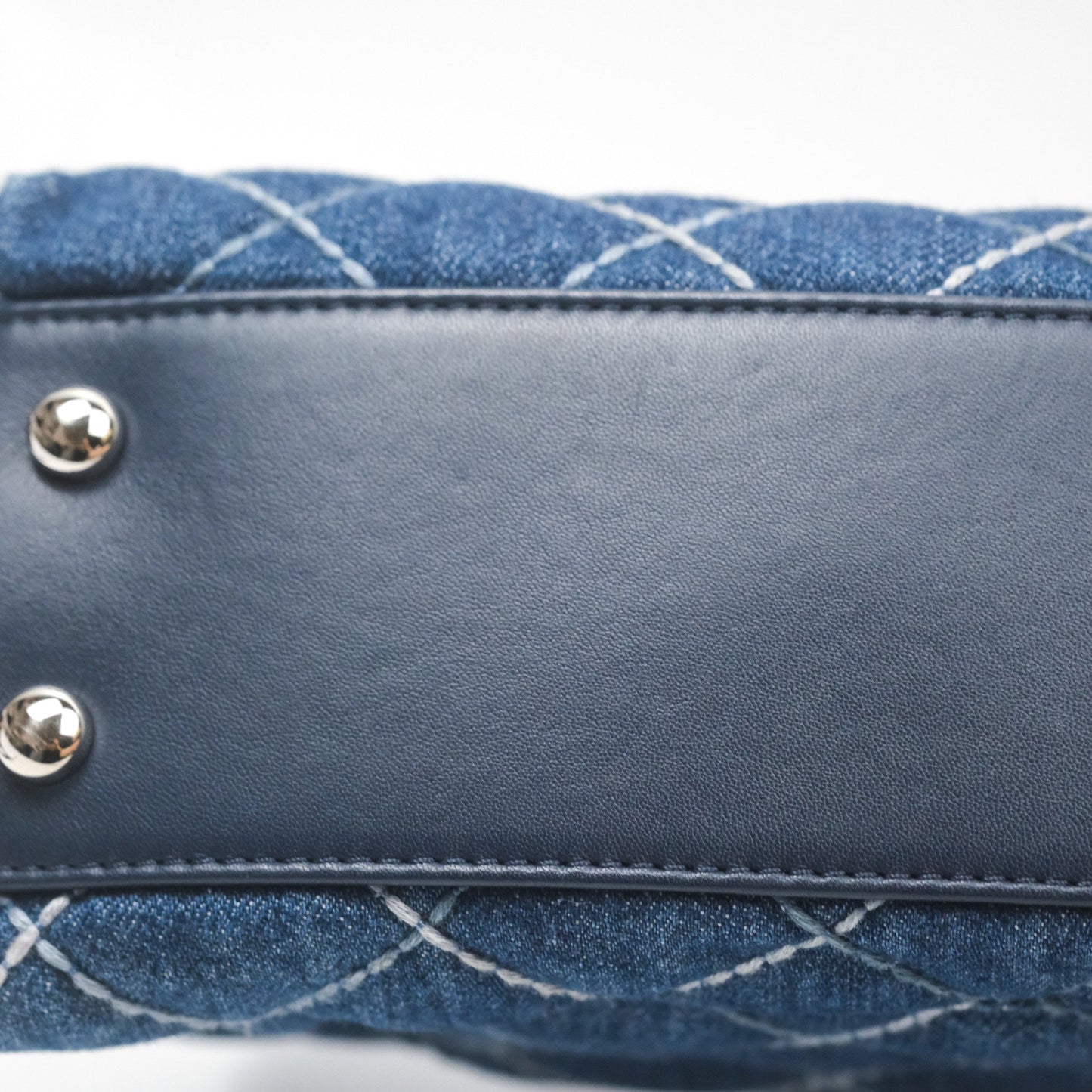 Chanel Small Coco Handle Quilted Contrast Stitch Denim Silver Hardware