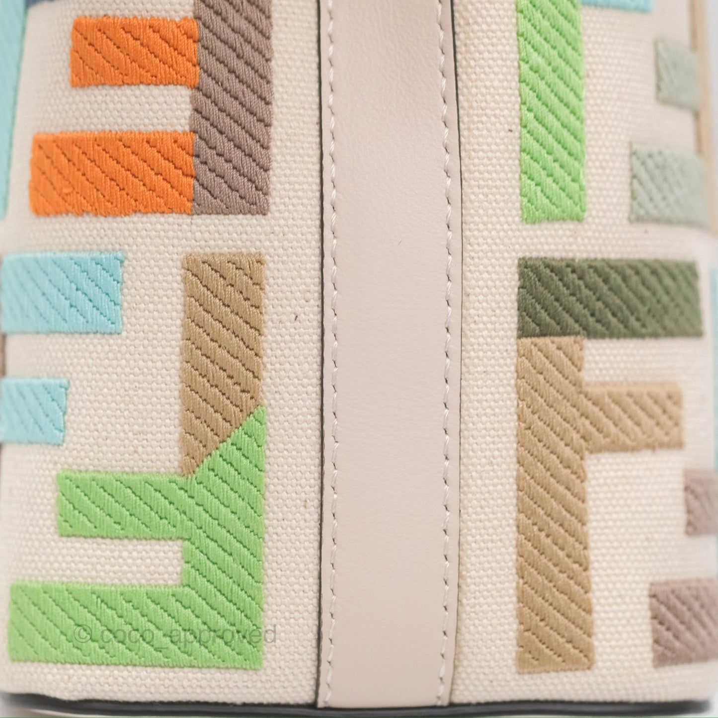 Fendi Mini Mon Tresor Bucket Bag In FF Canvas Grezzo Multicolor Latte Gold Hardware